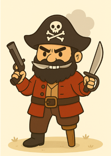 The pirate was fierce-looking