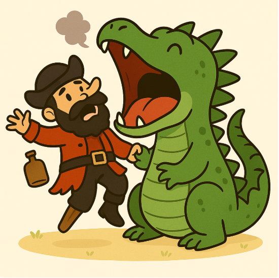 Custard gobbled up the pirate.