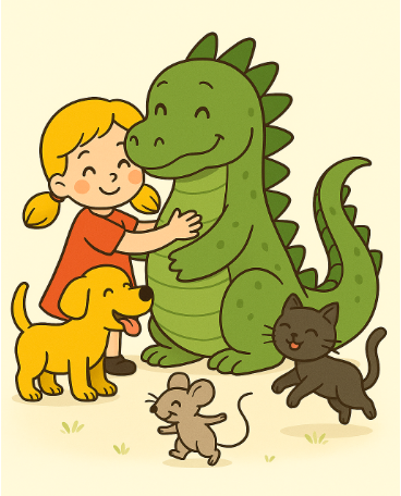 The pets were happy after Custard saved them from the pirate.