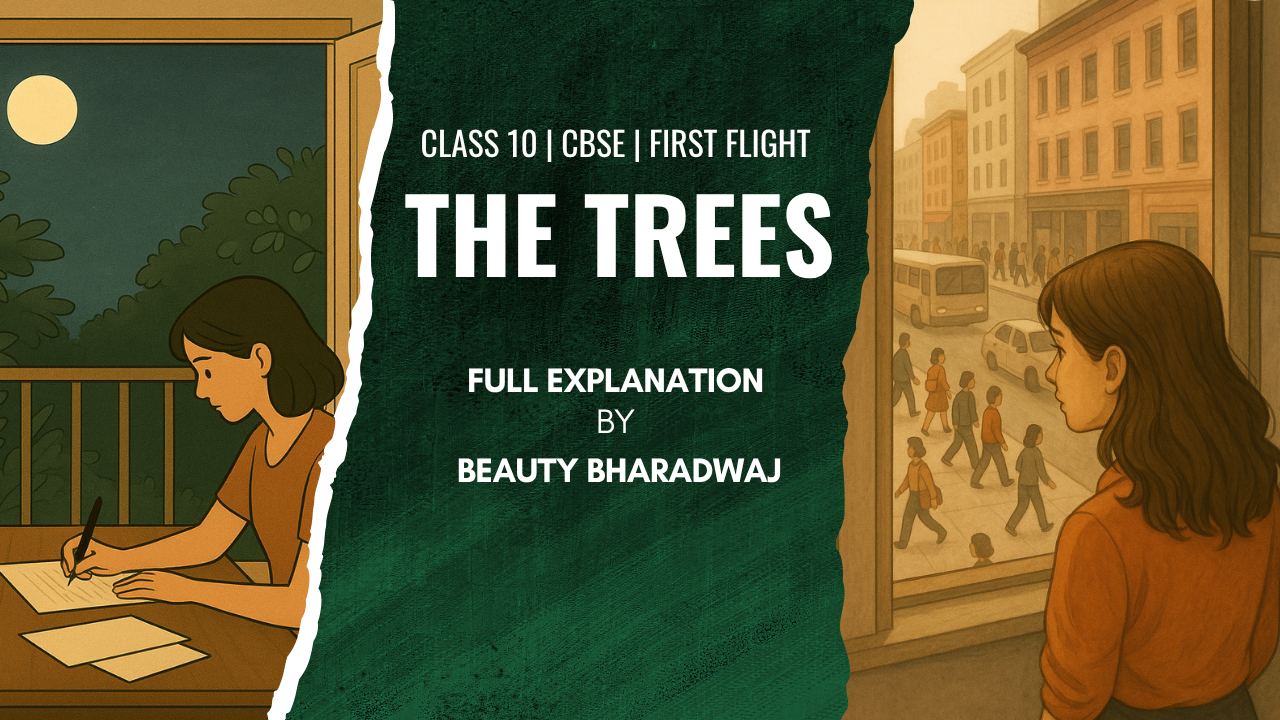 The moon is described as if it were a broken mirror, its pieces shining like jewels on the crown of the tallest oak.