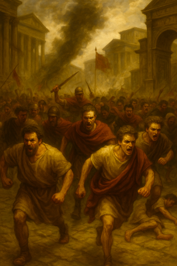 Thhe chaos and civil war in Rome that broke out after Antony's speech