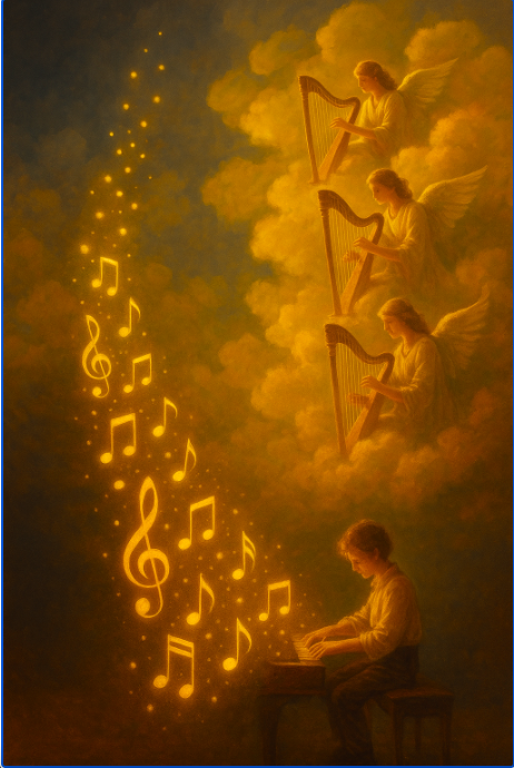 Each perfect note tumbling up through the roof to tickle the toes of angels who’s harps couldn’t hold half the passion of Beethoven