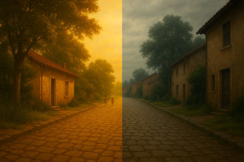 A shrine of happy pictures
marks the days of childhood