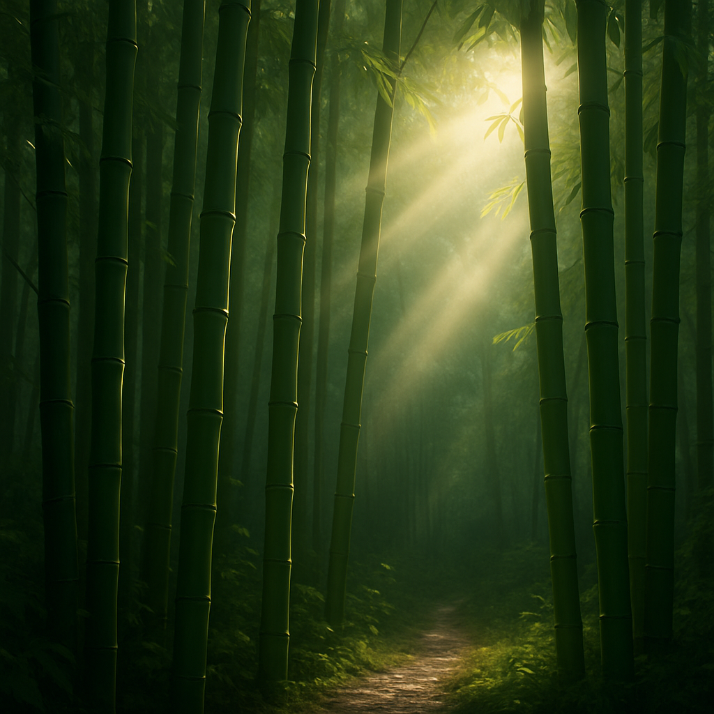 In the cool bamboo,
restored in sunlight