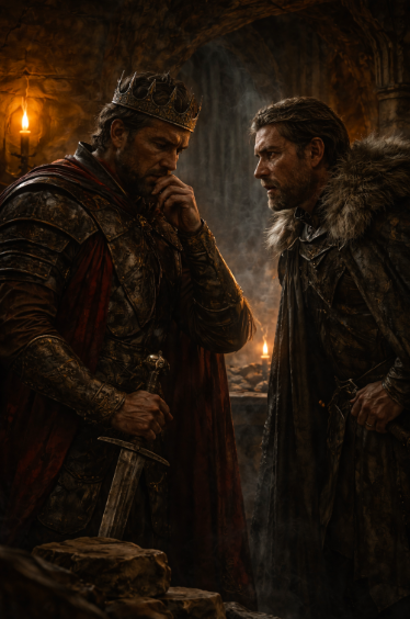 Macbeth thinking of securing the throme by killing Macduff's family.